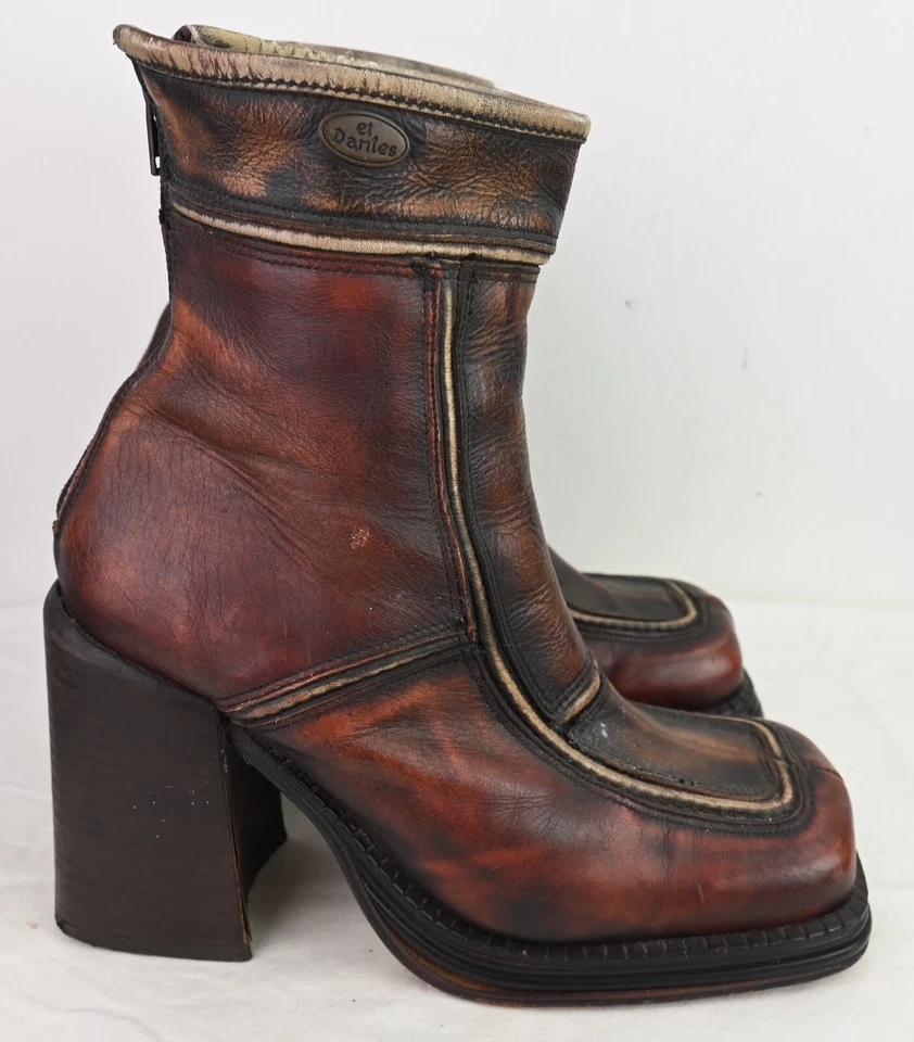 Botas de plataforma vintage años 90 El Dante en cereza talla EU39/UK6/US8 Foto 3 de 4