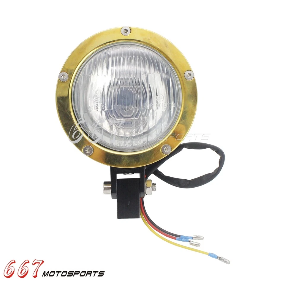 Faro de motocicleta 4" aprobado E4 para Harley Chopper Bobber Café Racer latón Foto 3 de 4