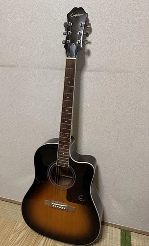 Epiphone J-45EC Studio Sunburst W/Gig bag Acoustic Guitar Used From Japan