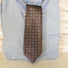 Vintage Oleg Cassini Neck Tie Mens Blue Satin Glossy Suit Medallion Foulard USA