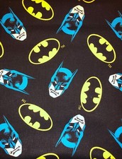 DC Comics Batman Head Logo Toss 100 Cotton Fabric By the Quarter Yard 9" x 44"