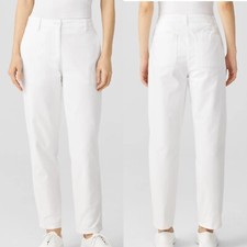 Eileen Fisher Cotton Hemp Stretch Tapered White Pants Size 14