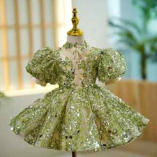 Evening Kids Pageant Dresses with Sequin Tulle Girls Party Birthday Short Gowns