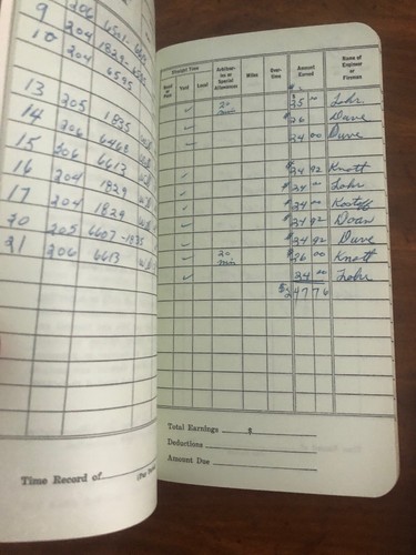 Lot of 5 Early 60's Railroad Train and Engine-men's Time Book Filled out cool 61 - Picture 12 of 12