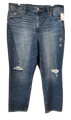 New Gap Vintage Slim Sky High High Rise Stretch Denim Jeans Destroy Sz 35 US 20