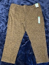 Terra  Sky Straight Leg Jeans Womens 26W Petite Plus Leopard High Rise NWT