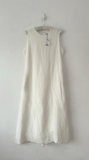 Zara Dress Women's Ivory Lined Midi With Pockets Classic Size L BNWT