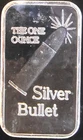 Silver Bullet Rare Vintage Ingot US One Ounce  Bullion-0.999 Silver 1 Oz Art Bar