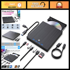 9-in-1 USB 3.0 Type-C External CD DVD Drive Burner, Ultra Slim with 4 USB Ports
