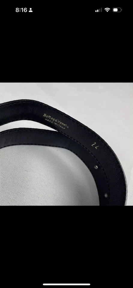 VTG Bottega Veneta Black Reptile Skin Dress Belt - Slim .75" Size 24” XS - Image 3 of 4