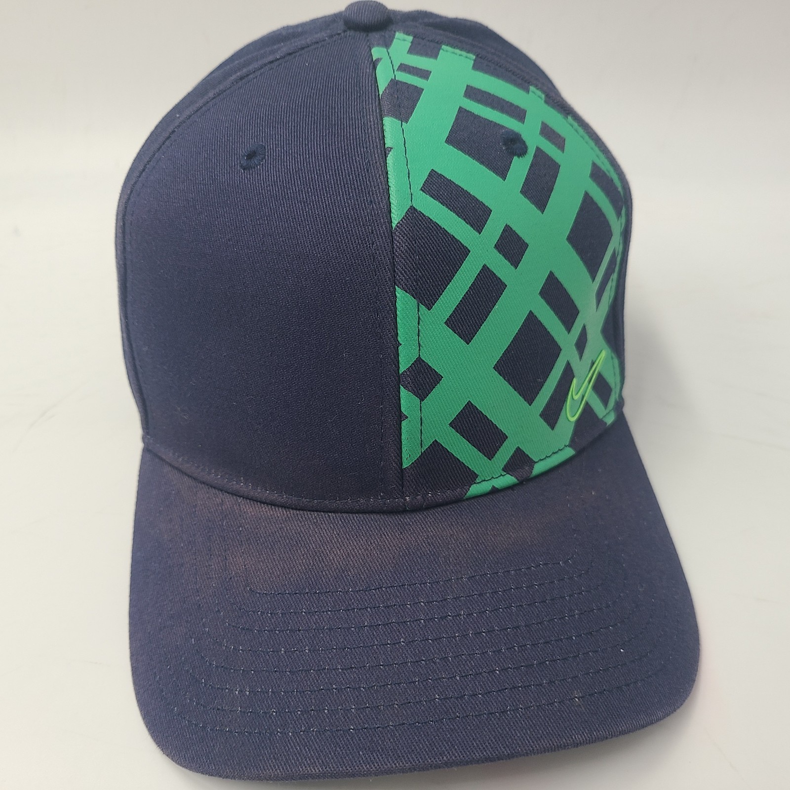 Nike Golf Hat Fitted Blue Green Distressed One Size Flex Cotton Blend Casual Men