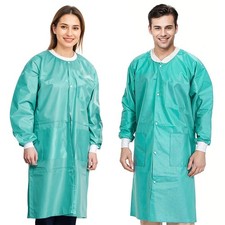 Disposable Lab Coats Teal Blue SMS Knee Length 45 GSM 50 Count Small Size