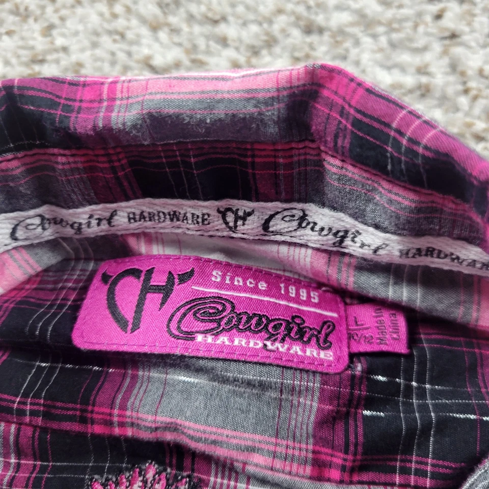 女牛仔五金珍珠 Snap 衬衫 女孩 大号 10/12 西部牧场 Rodeo 粉红色  — 第 2/4 张图片