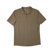 Lululemon Polo Shirt Mens M Medium Stone Evolution Short Sleeve Sweat Wick Golf