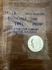 1961 Roosevelt Dime Proof in Celophane 90% Silver