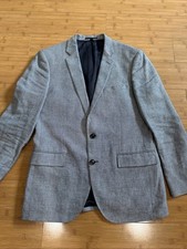 J Crew Ludlow Italian Linen Blend Cloth Blazer 40R Houndstooth Gray