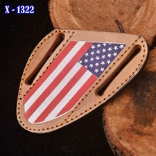Pancake Leather Fix Blade Knife Sheath Holster Case Multitool American Flag