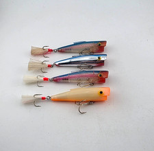 (4) Vintage Bill Lewis Spit Fire Top Water Popper Fishing Lures Lot of 4