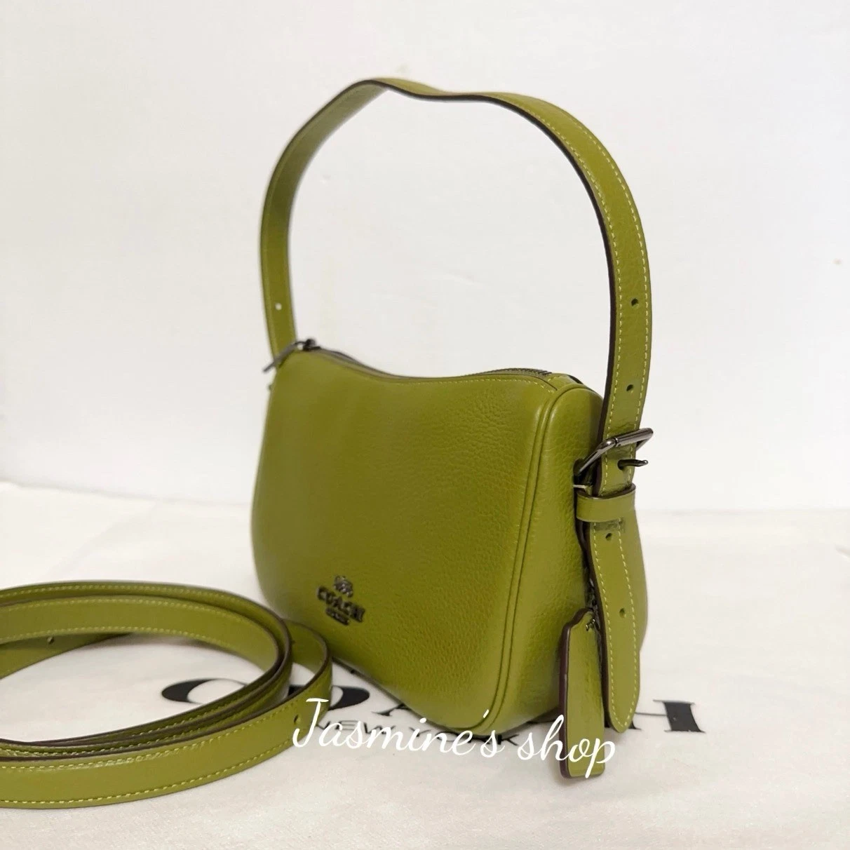 Borsa Coach CY707 Kailey tracolla tracolla nuova con etichette raffinata pelle ciottoli oliva brillante