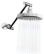 Round Rain Shower Head with 1. Chrome, 6" Round  11" Arm 6" Round  11" Arm