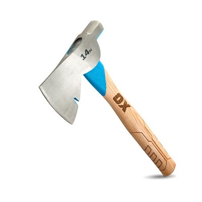 Ox Tools Pro 14 Inch Carbon Steel Hatchet Straight Hickory Handle Smooth Face
