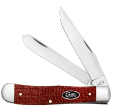 Case xx Knives Trapper Dark Red Burlap Micarta 12270 Carbon Steel Pocket Knife