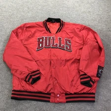 Chicago Bulls Jacket Mens XL Red NBA Basketball Snap Button Quilted Lined Bomber