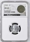 1943 Steel Cent 1C NGC MS 65 Original Bag Fragment NGC