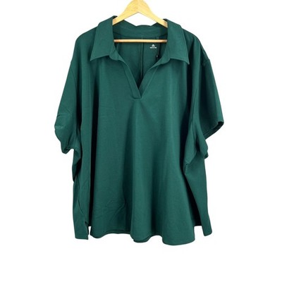 Universal Standard Polo Top Green Cotton Plus Size 3XL (34/36) New