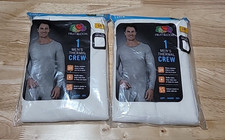 2PK Fruit of The loom Men's Waffle Baselayer Crew Neck Thermal Top Beige Large