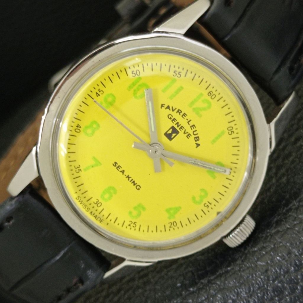 FAVRE YELLOW LEUBA 101 a702014-1 WATCH KING HAND-WINDING VINTAGE SEA SWISS MENS - VintageWatches.PK FAVRE YELLOW LEUBA 101 a702014-1 WATCH KING HAND-WINDING VINTAGE SEA SWISS MENS - vintagewatches.pk