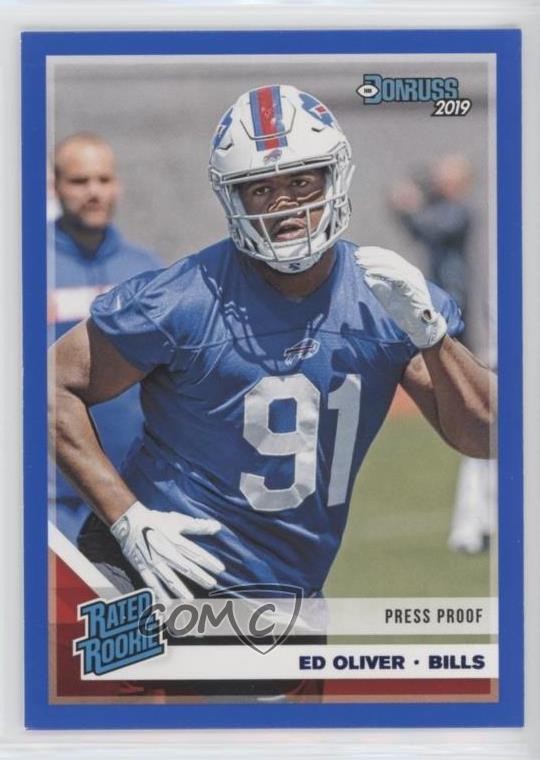 2019 Panini Donruss Rated Rookie Press Proof Blue Ed Oliver #347 Rookie RC 0bx4