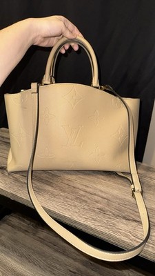 Louis Vuitton Monogram Empreinte Grand Palais MM Satchel Beige w/ Strap Lock