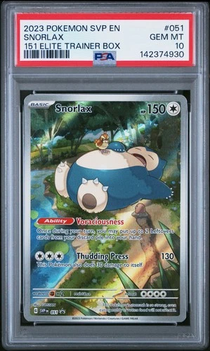 2023 POKEMON SVP EN-SV BLACK STAR PROMO 151 ELITE TRAINER BOX SNORLAX PSA 10