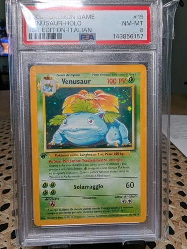 2000 Pokemon Game 1st Edition Venusaur Italian Holo PSA 8 Great Centering!