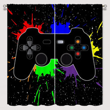 Gamepad Window Curtains for Kid Girls Boys Bedroom, Gamer Video Game Colorful Ga