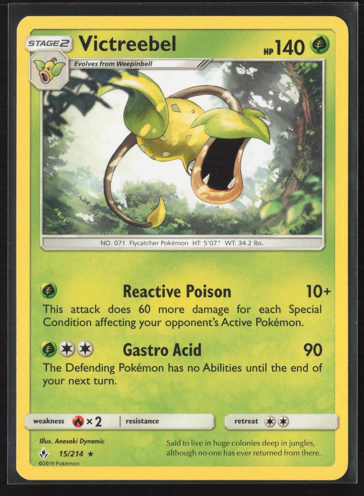 Victreebel Rare SM - Unbroken Bonds 15/214 LP Pokemon Card