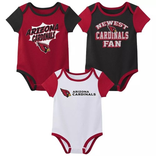 NFL Arizona Cardinals Baby Boys One-Piece Bodysuit 3pk Set, 18 Months