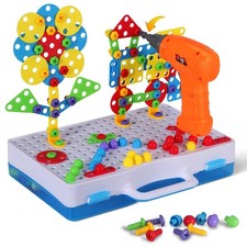 224 PCS STEM Building Toys for Ages 4-8, Creative Mosaic Drill Set with Drill...