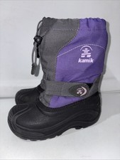 Kamik Snow Boots Girls Youth 13 Purple Removable Liner Used