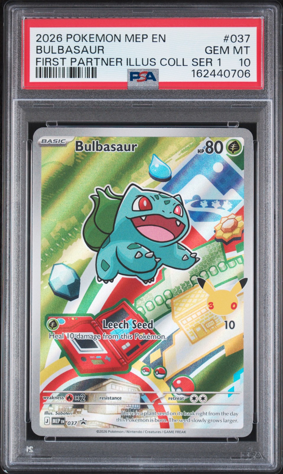 2026 POKEMON FIRST PARTNER ILLUSTRATION COLLECTION PROMO #037 BULBASAUR PSA 10