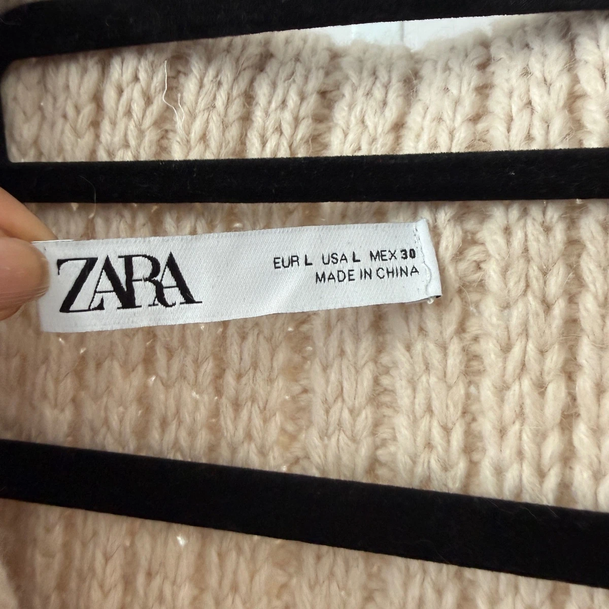 Zara sz L Cream Chunky Knit Alpaca Wool Button Cardigan Boho Cottage Lagenlook