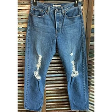 Levi's Wedgie Straight Jeans 30 X 30 Distressed Button Fly