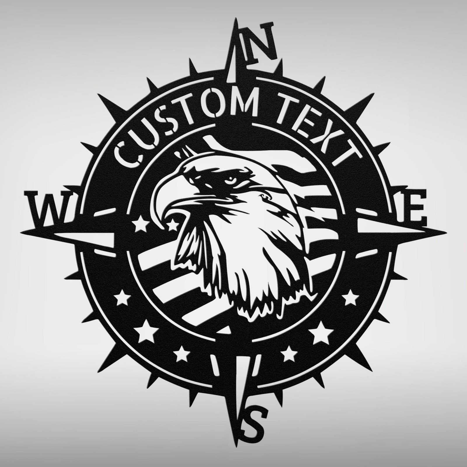 Custom American Eagle Metal Wall Art Sign Personalized Compass Home Decor Signs