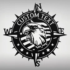 Custom American Eagle Metal Wall Art Sign Personalized Compass Home Decor Signs