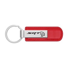 Dodge SRT Hellcat Red PU Leather Silver Metal Bar Key Chain