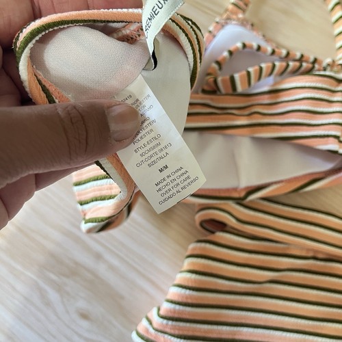 Cremieux Two Piece Striped Swimsuit NWT Women’s Sz Medium High waisted  - Picture 6 of 7