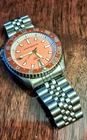 SEIKO 7002-7001 A1 Automatic Dive Watch w/Orange Dial and Aluminum Bezel Insert