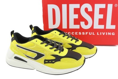 Diesel S-Serendipity Sport Herren Sneakers Eu 43 Gelb Schnürer Mandel Zeh RRP150