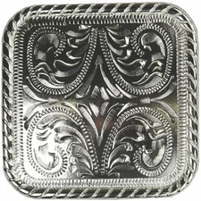 Western Equestrian Cowboy Decor Bright Silver 1 3/8" Square Conchos Set of 6